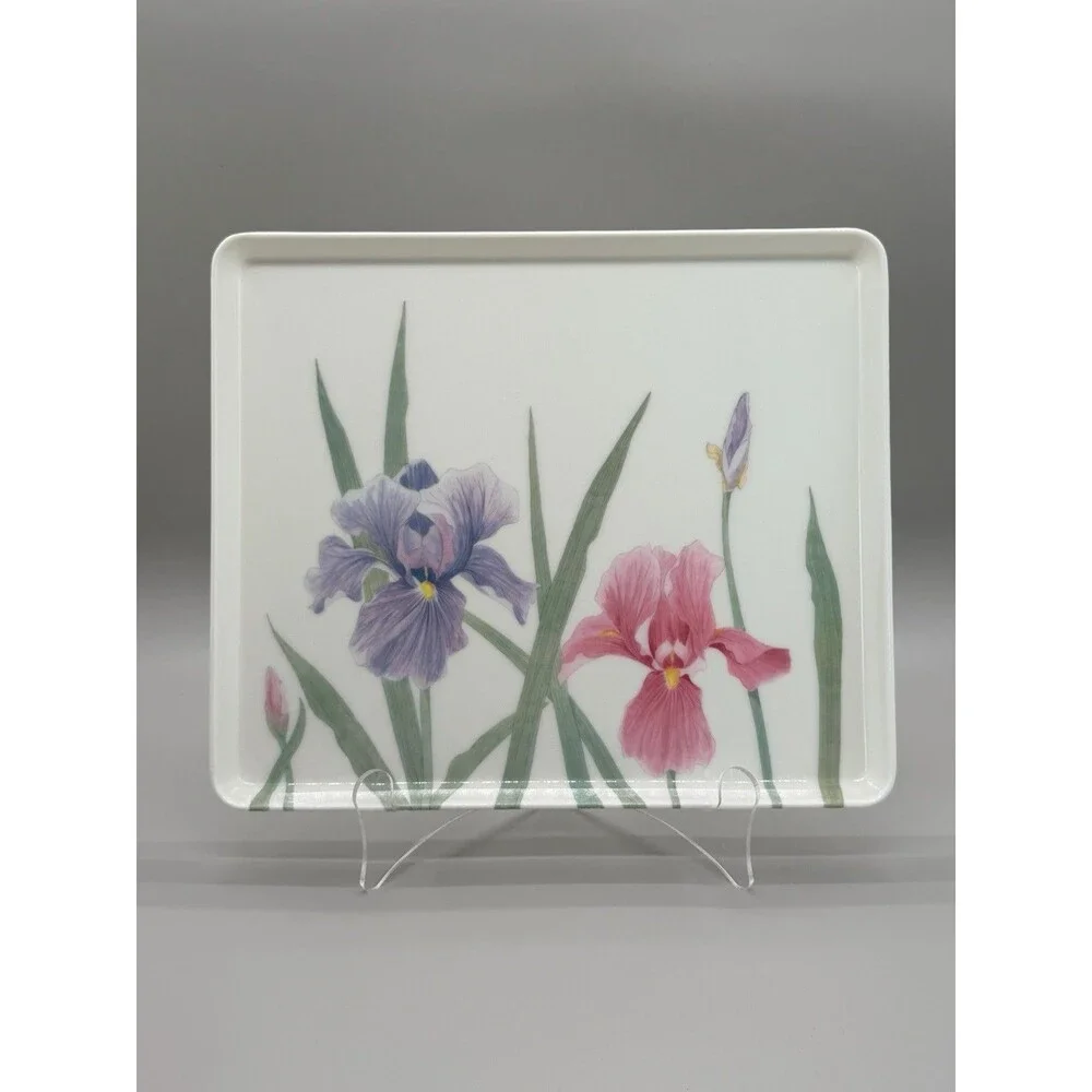 VTG 1980s Design Imports Italian Melamine Iris Serving Vanity Tray Platter 12x10